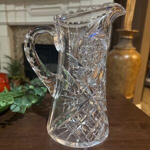 8.5” Antique American Brilliant Period ABP Cut Crystal Glass Pitcher 1876-1914